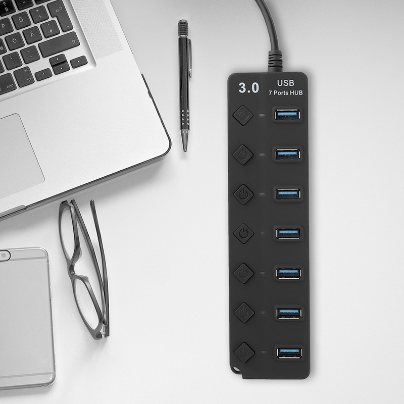 7-port USB 3.0 Hub 5GB/S High Speed with Key Switch