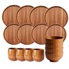 Wood Dinnerware Set,8 Inch 10 Inch Round Plates,Bowls and Cups,16