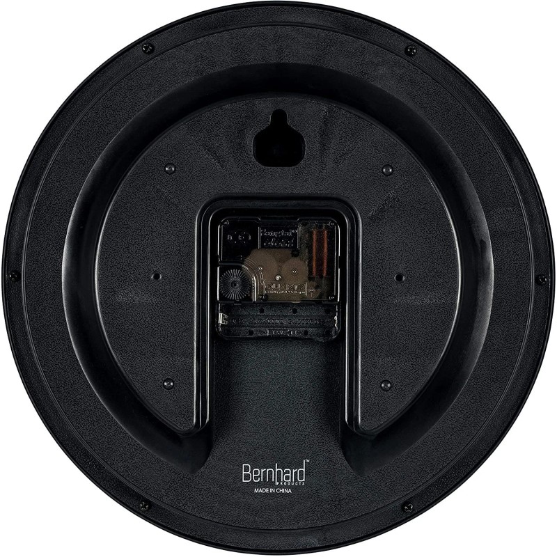 Bernhard Products Black Wall Clock Silent Non Ticking 10 Inch
