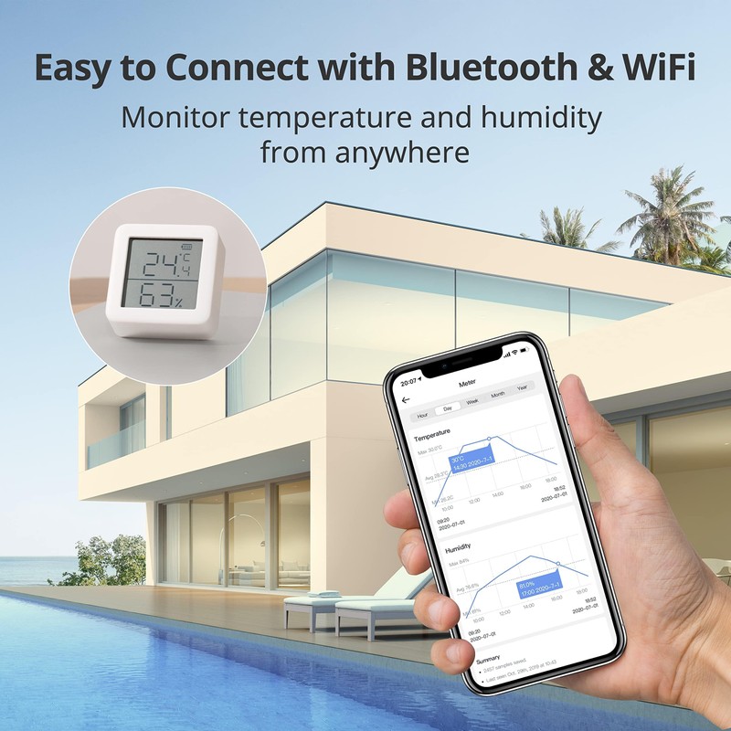 SwitchBot WiFi Hygrometer Thermometer with Hub, Dewpoint/VPD/Absolute Humidity Meter, Indoor