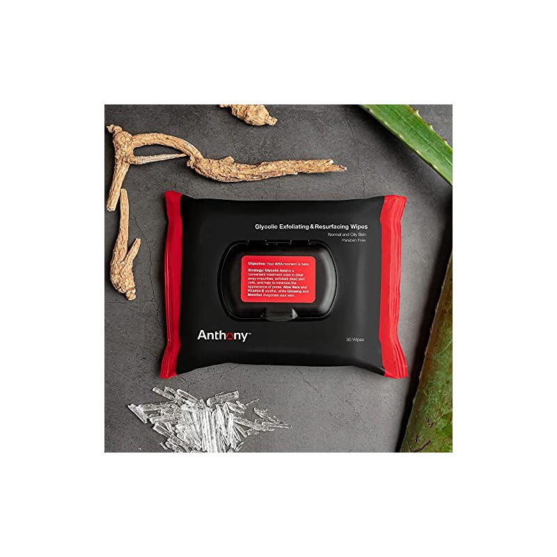Anthony Glycolic Exfoliating & Resurfacing Wipes – Men’s Cleansing Face