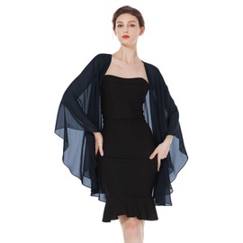 BEAUTELICATE Women's Chiffon Stole Festive Elegant Scarf Bolero Chiffon Scarf for Evening Dress Wedding Bridal Neckerchief Spring Summer, midnightblue