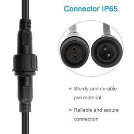 ALITOVE 5 Pairs 2 Pin 2 Core Male Female Plug LED Connector Waterproof IP65 with 20cm 18AWG 2X 0.75mm² Cable 21mm Nut for LED Strip Lights