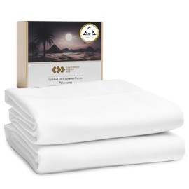 California Design Den Luxury 100% Egyptian Cotton Pillow Cases Queen Size Set of 2, Sateen Weave, Soft, Breathable & Cooling Bright White Pillow Cases Set of 2 for Standard/Queen Size Pillows