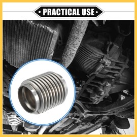 REPAIROCK Car Exhaust Flexible Pipe, 63.5x100mm 2.5"x3.94" Exhaust Flex Connector Pipes Bellows Universal for Car Durable Stainless Steel Silver Tone Auto Replacement Parts