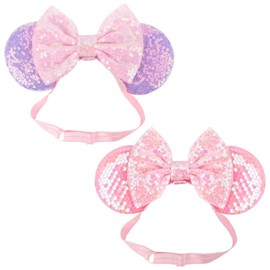 AQOKKA Mouse Ears Headbands with Bow Minnie Ears Cosplay Costume Hair Accessories for Women Girls Birthday Party Decoration