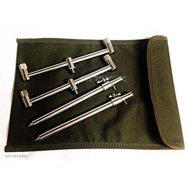 NGT 2 x ROD BUZZ BAR with BANK STICKS & CASE STAINLESS STEEL CARP FISHING