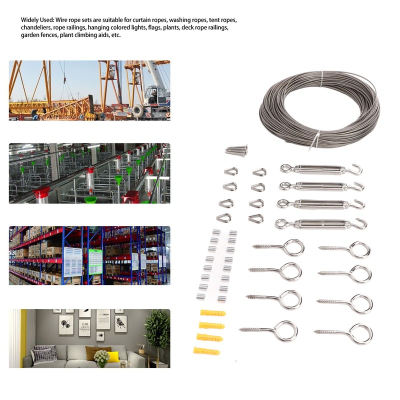 304 Stainless Steel Wire Rope Set with Hook Ring Screws