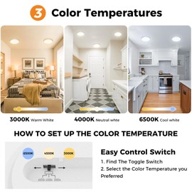 2PACK LED Flush Mount Ceiling Light, Dimmable & 100W Equivalent Super Slim LED Ceiling Light, 3000K-6500K Selectable, 12W 1500Lm Round Light Fixture for Bedroom, Bathroom, Closet, Hallway