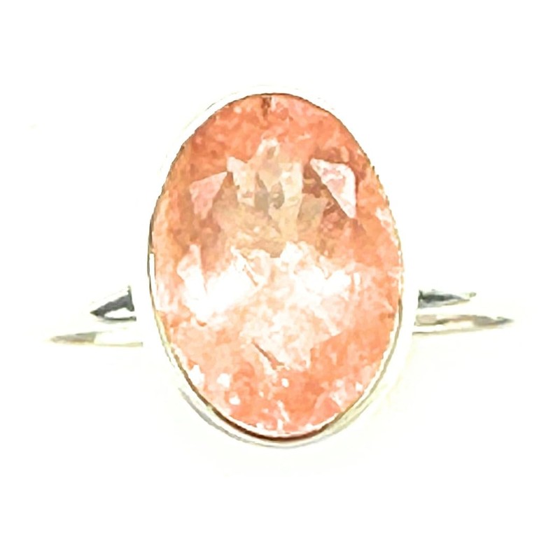 Natural Pink Morganite 925 Solid Sterling Silver Engagement Ring Size