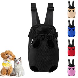 Dog Front Backpack, Outdoor Pets Shoulder Bag Chest Strap Travel Bag Legs Front Backpack Carrier for Dogs Cats and Rabbits (Black, M)