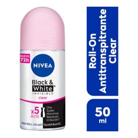 Antitranspirante Nivea Black & White Invisible Clear roll on de 50mL