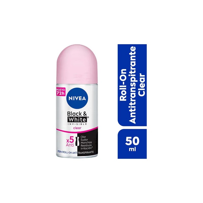 Antitranspirante Nivea Black & White Invisible Clear roll on de