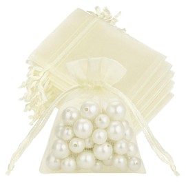 joycraft Organza Bags 2.7x3.5 inch - Ivory Drawstring Gift Packaging Pouch with Breathable Mesh for Wedding Favors, Jewelry Display, Candy Bags | Reusable Craft Supplies, Small Business