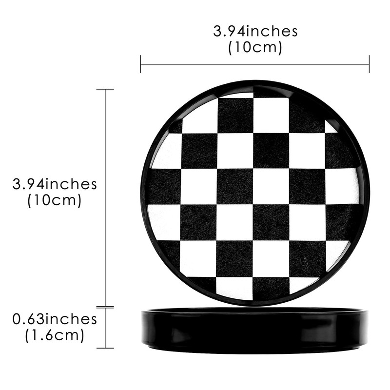 2 Pack Checkered Coasters for Drinks, Black and White Checked