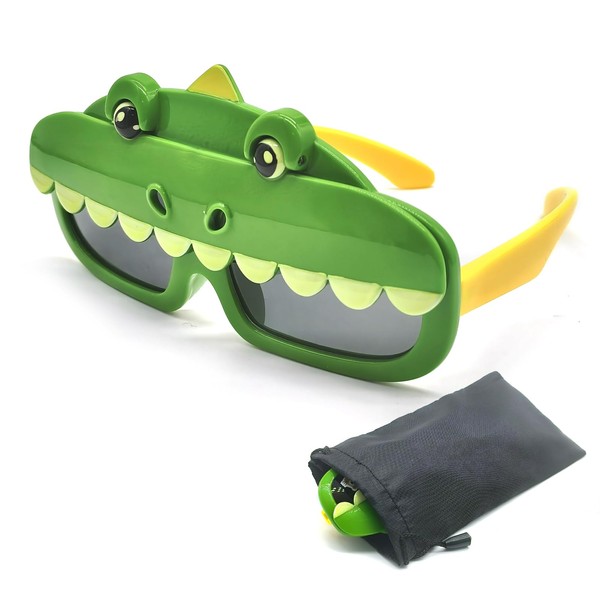 SwirlColor Boys Sunglasses, Cute Dinosaur Kids Sunglasses Polarized Boys for