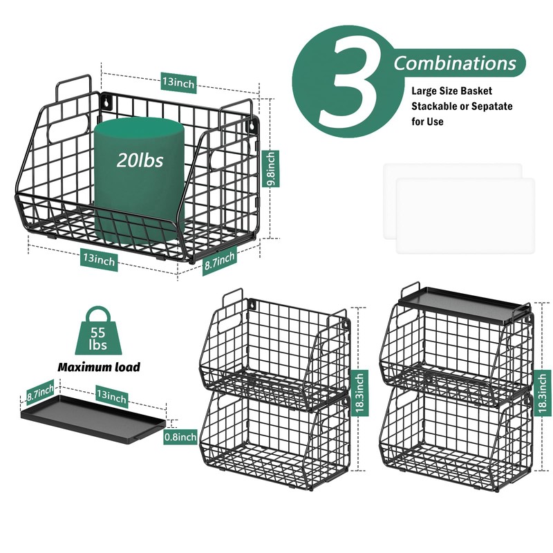 CHLORYARD 3-Tier Stackable Fruit Basket Kitchen Potato Onion Storage Wire