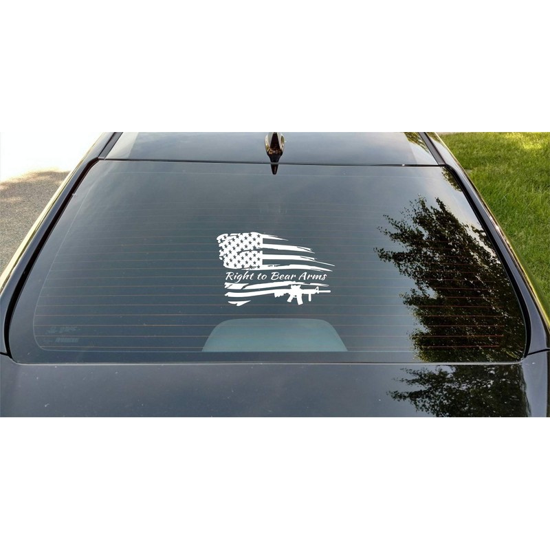 Distressed American Flag Right to Bear Arms Patriotic Vehicle Decal