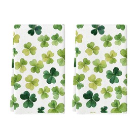 Artoid Mode Beige Shamrocks St. Patrick's Day Kitchen Towels Dish Towels, 18x26 Inch Seasonal Spring Decoration Hand Towels Set of 2