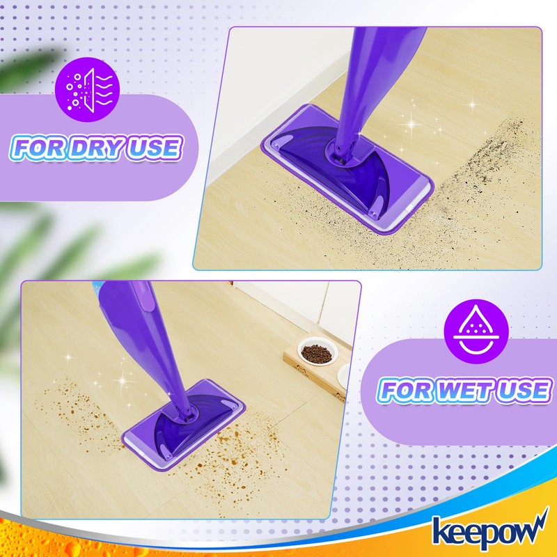 KEEPOW 6 PCS Reusable Mop Pads Compatible with Flash Powermop,