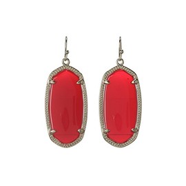 Kendra Scott Signature Elle Earrings in Gold Plated and Bright Red Opaque Glass