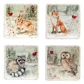 Certified International Winter's Walk 6" Canape/Luncheon Plates, Multicolor, Small, Set of 4
