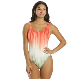 Vince Camuto Dip-Dye Scoop Neck One-Piece Safari Green 14