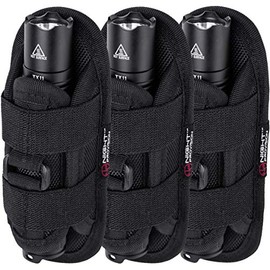 TH1 Tactical Flashlight Holster Duty Belt Pouch Stretchable Rotatable Clip 360 Degree Holder for Police Military Security Belt (3 Pack)