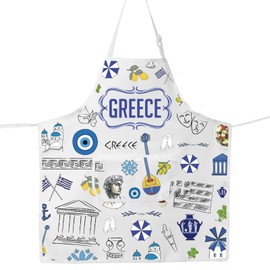 MYSOMY Greece Kitchen Apron Greek Cooking Apron Greece Themed Gifts Greek Apron For Women Men (Greece ap)