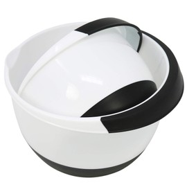 com-four® Mixing Bowls, Fabulous Salad and Baking Bowls with Non-Slip Base, Pouring Spout, Non-Slip Handle and Splash Guard Lid with Stirring Opening