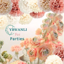 YBwanli Pack of 20 tissue paper pompoms, pompoms decoration, wedding decoration, vintage, decoration, birthday, garden party, decoration rose gold, baby decoration room, school decoration champagne