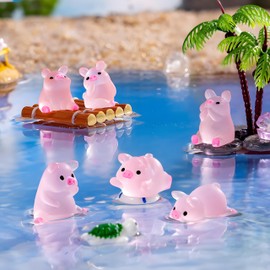 Kryoflare 5Pcs Pink Pig Figurine Set, Car Dashboard Ornaments, Resin Desktop Decorations for Auto, Home, Office