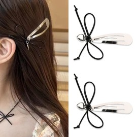 Bow Hair Snap Clips for Women Bow Hair Barrettes Bowknot Hair Clips Barrettes for Girls Snap Hair Clips for Women Thin Thick Hair Accessories for Girls Y2K Hair Clip Bow BB Barrettes