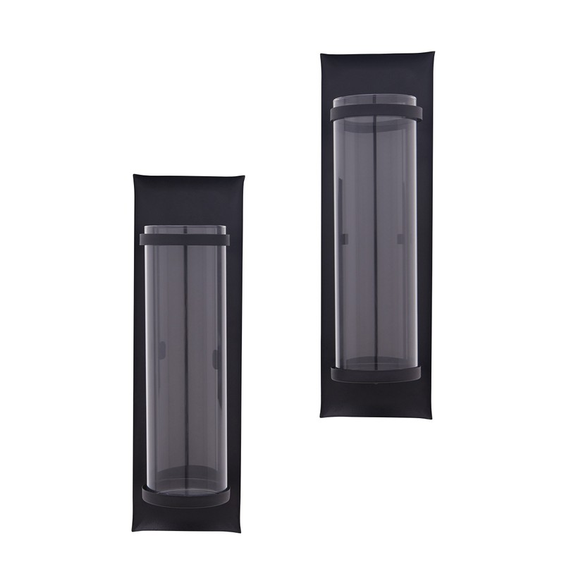 Danya B Metal Pillar Candle Sconces with Glass Inserts -