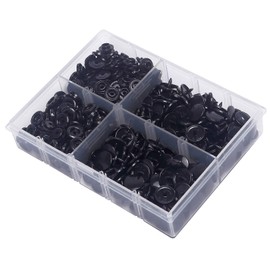 KAM Snaps Black Pack of 100 T5 Press Studs Sewing Free Plastic Snaps Buttons for DIY Crafts