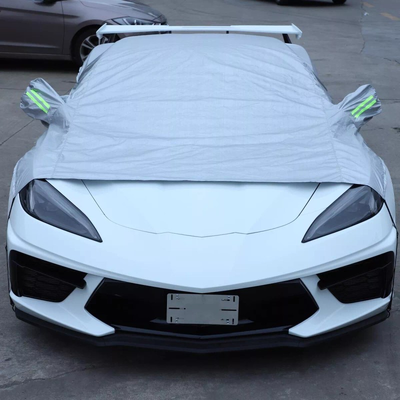 carpart2021 For Corvette C8 2020-2025 Half Car Cover Satin Stretch