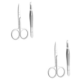 Healeved 2sets Creative Eyebrow Scissor and Tweezer Stainless Steel Brow Repair Tools for Precise Eyebrow Shaping Compact and Essentials for Travel and Everyday Use