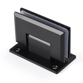 Ranbo Heavy Duty 90 Degree Shower Glass Door Hinge, Solid 5mm 304 Stainless Steel, Wall-to-Glass Mount,for 5/16"-1/2" (8mm-12mm) Frameless Doors, One-Piece Precision Cast, Matte Black, 1 PC