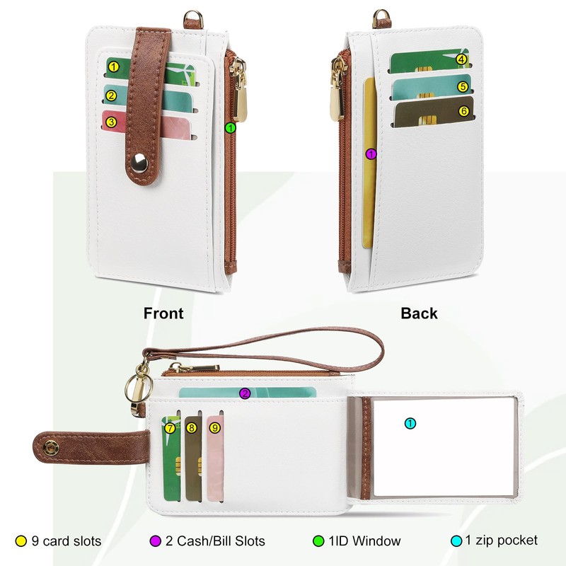 RFID Card Holder Wallet, Keychain Wristlet Wallet With 9 Card