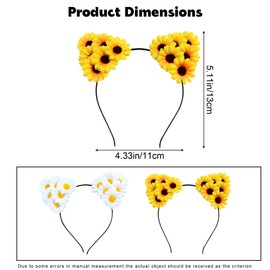 AEGYPIUS Sunflower Headband, 2 Pcs Yellow and White Daisy Headband Sunflower Headpiece Flower Headband Hippie, Sunflower Hair Accessories Sunflower Headband Adult, Hippie Flower Headband for Women