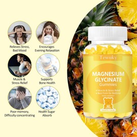 Magnesium Glycinate Gummies 500mg – Pineapple Flavor, 60 Sugar-Free Vegan Gummies for Adults & Kids – Pectin-Based Supplement for Sleep, Stress, Muscle, Bone & Nerve Support          ChatGPT에게 묻기