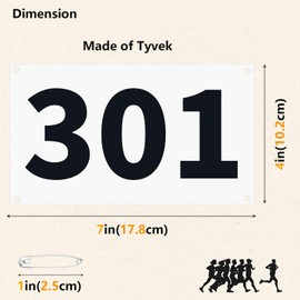 UISKOOPW Tyvek Race Bibs Running Numbers with Safety Pins, Audition Numbers|Tryout Numbers 1-500 for Marathon Runners Events Sports Games (White [4"x7"] 301-400)