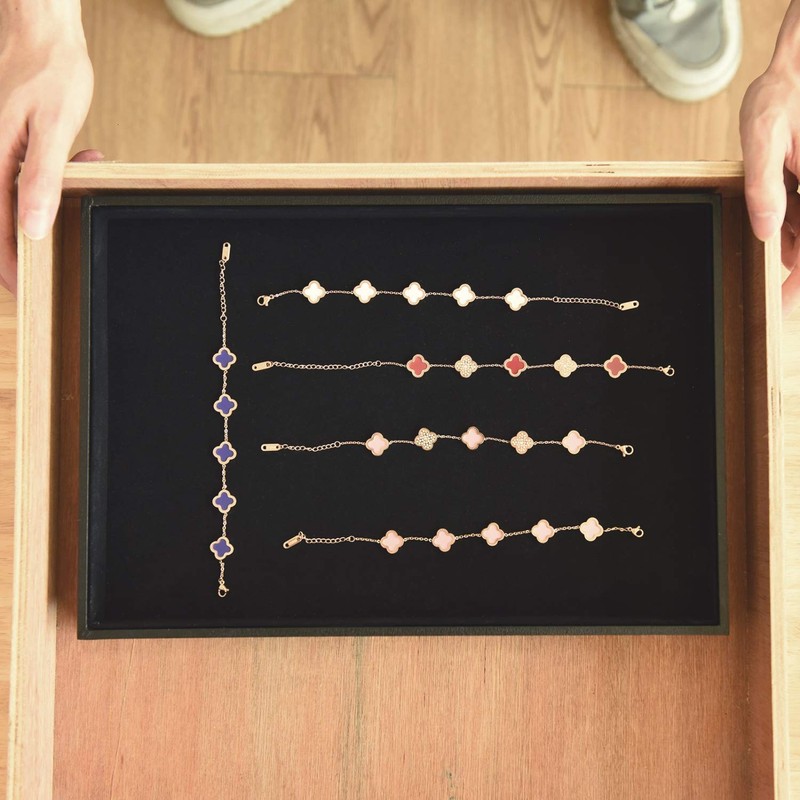 JETEHO Velvet Jewelry Tray for Drawers Black Jewelrys Display Tray