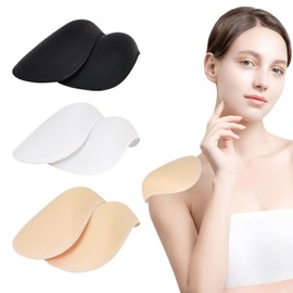 3 Pairs Foam Shoulder Pads Sewing Shoulder Pads Women Shoulder Pads Sponge Sewing Women Shoulder Pads Foam Shoulder Pads for Women Men Blazer Coat Clothing (Beige, White, Black)