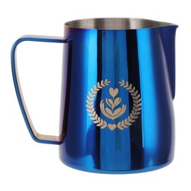 Frothing Pitcher 304 Stainless Steel Pull Flower Cup Coffee Milk Frother 600ml Pointed Mouth Ti Blue