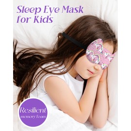 Miss Adola Sleep Mask for Kids - 3D Contoured Cup Cute Sleep Eye Cover with Adjustable Strap Kawaii Cartoon Soft Blindfold Eyeshade for Boys Girls Teens, Purple Unicorn