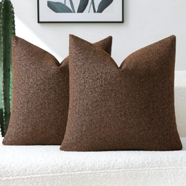 FUTEI Coffee Chenille Decorative Throw Pillow Covers 26x26 Inch Set of 2,Soft Chenille Jacquard Textured Euro Pillow Shams,Modern Home Decor for Couch Living Room