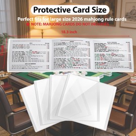 Pixibond Mahjong Card Sleeve, 4PCS Mahjong Card Holder Protector Cover Fit Large Print Size Mah-Jong 2026 Cards, Plastic Sleeves Rule Card Protector Set, Mahjong Accessories and Gifts for Women Man