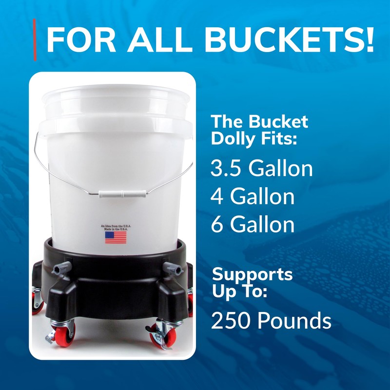 GRIT GUARD Bucket Dolly with Wheels - Rolling Detailing Wash