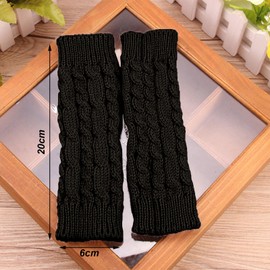 Scettar Hand Warmers, 2 Pairs Soft Knitted Gloves Without Fingers, Winter Gloves Fingerless for Girls, Fingerless Gloves Women for Christmas/Birthday Gift, black